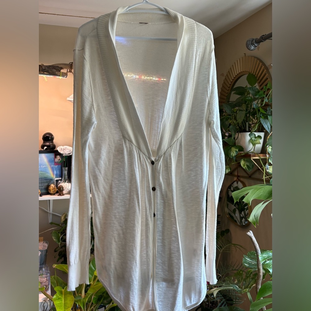 Free People Cream Button-Down Top